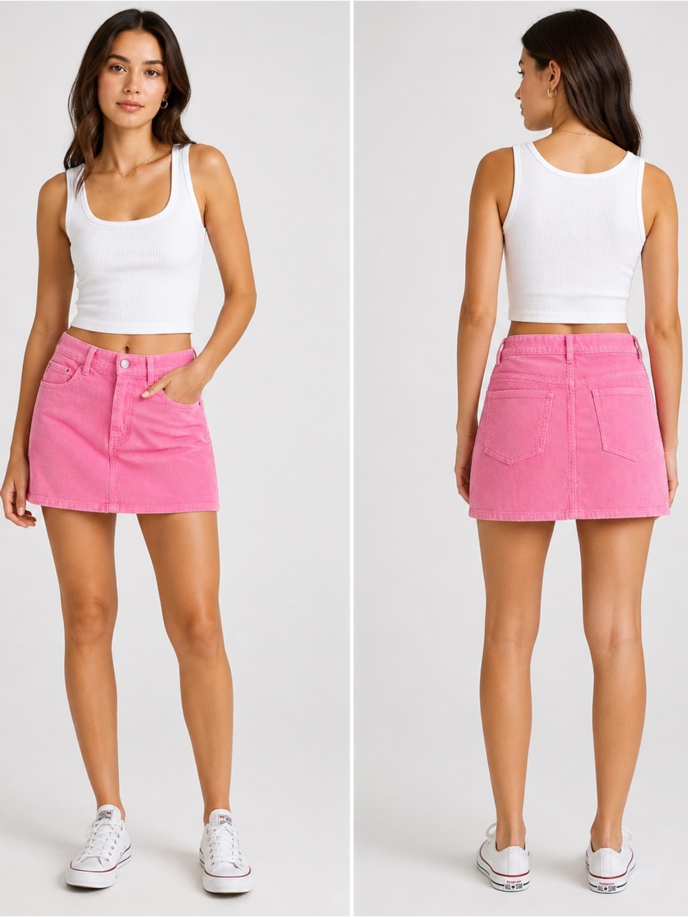 John Galt Pink Corduroy Mini Skirt Size S High Rise Brandy Melville Y2K